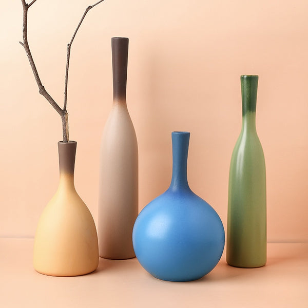 cylinder round ceramic decorative vases 