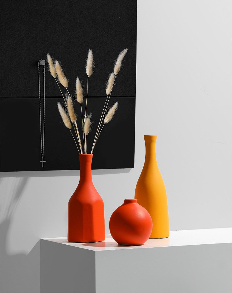 ceramic orange yellow  decoration vase