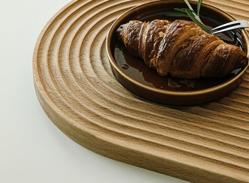abstract engraved wooden groove trays