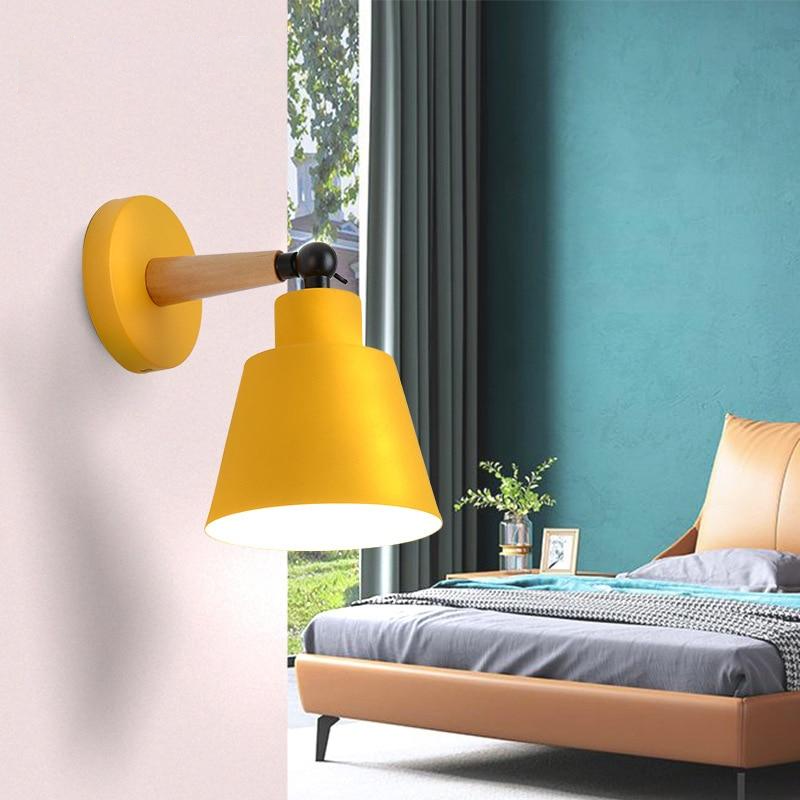 Rotating Wall Sconce in Wood and Metal yellow