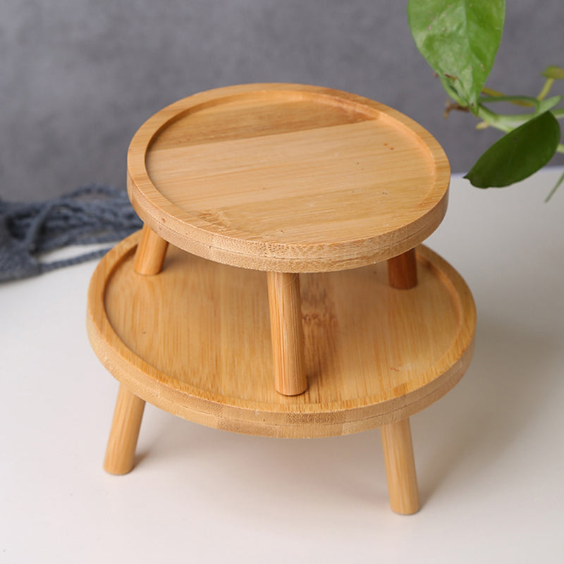 round wooden stool brown natural flower pot stand