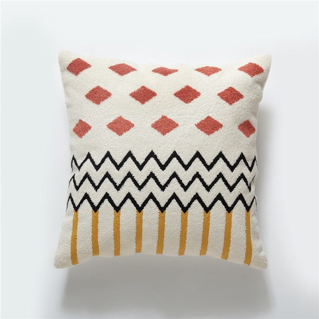 square Cotton Polyester Blend Hand-tufted Embroidered cotton pillow cover