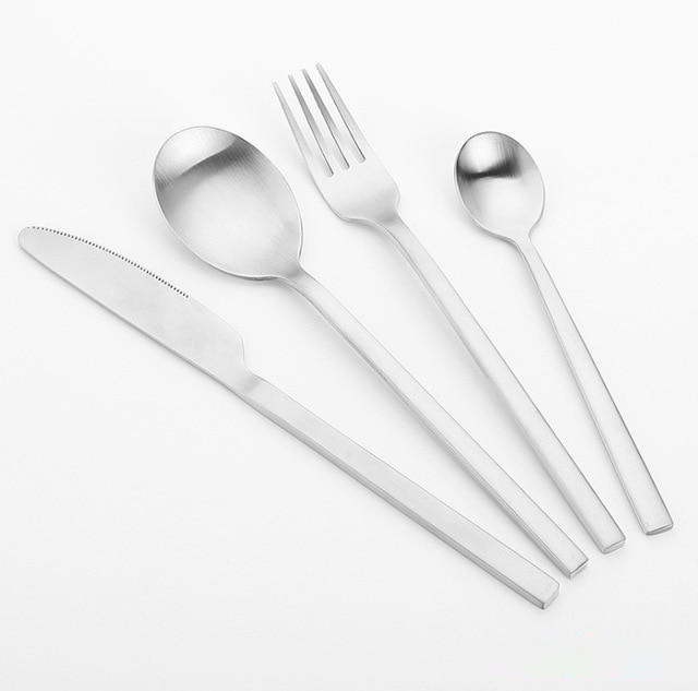 stainless steel matte silver cutlery set