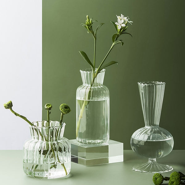 textured scalloped glass vase