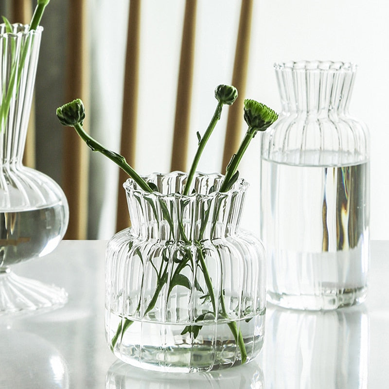textured scalloped glass vase