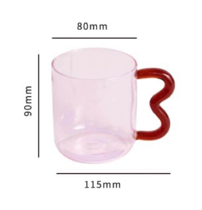 Colored Glass mugs with wavy handle