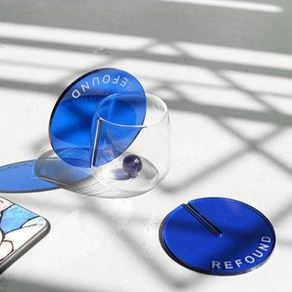 round acrylic Glass blue coaster cups
