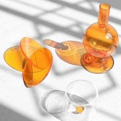round acrylic Glass orange coaster cups