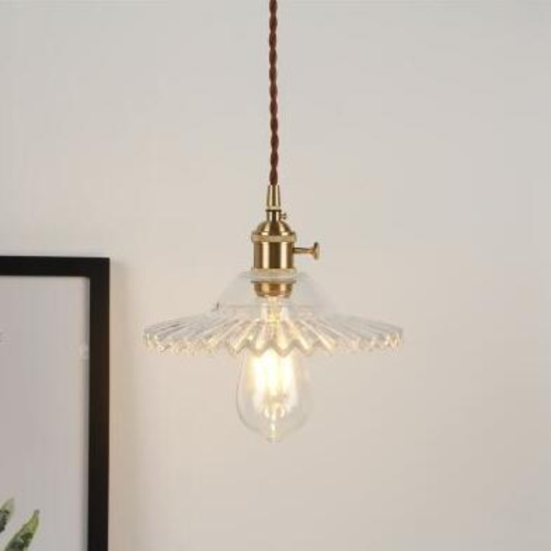 Clear Frosted Glass Copper Finish Pendant Light