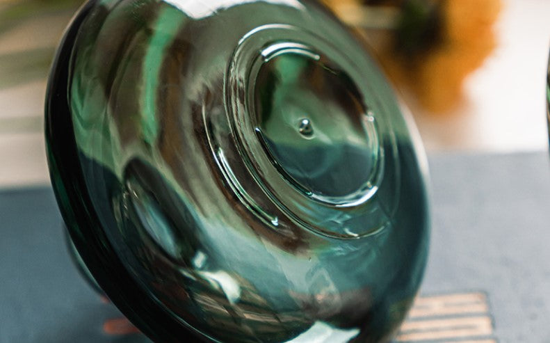cylinder round tinted glass green table top vase