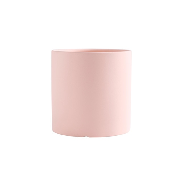 round cylindrical blush pink ceramic flower pot