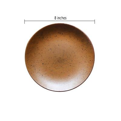 round vintage brown rusty glazed ceramic dinnerware