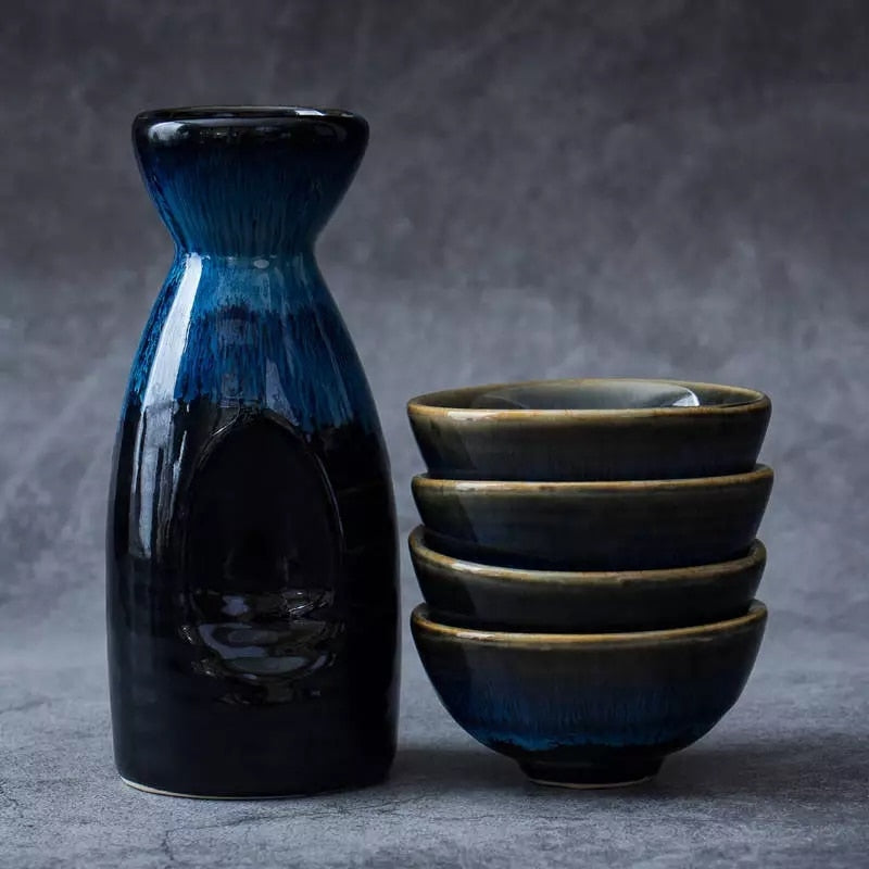 Japanese Style Ocean-Inspired Ceramic Porcelain Ocean Midnight Drinkware Set