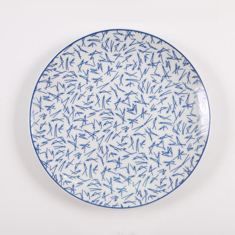 round ceramic glazed japanese western pattern dish plate