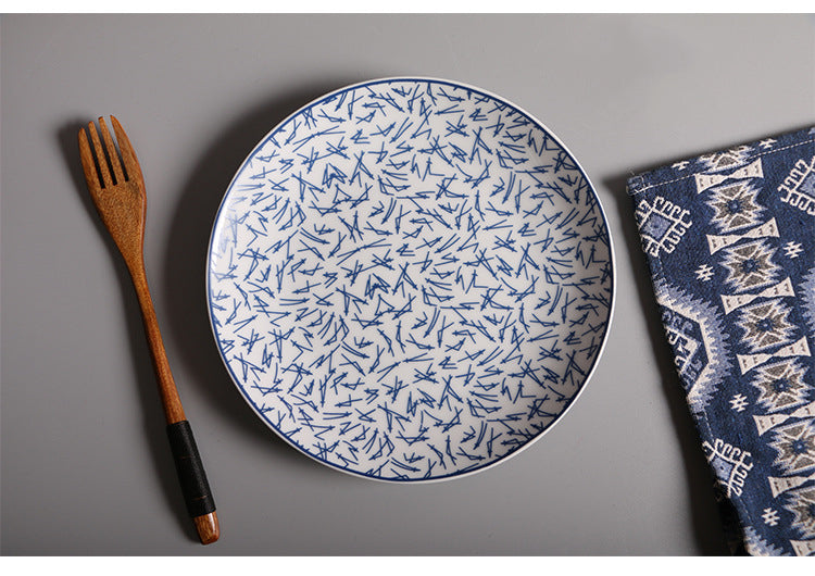 round ceramic glazed japanese western pattern dish plate