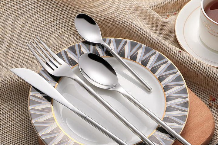 stainless steel mirror polish finish korean style silver cutlery set