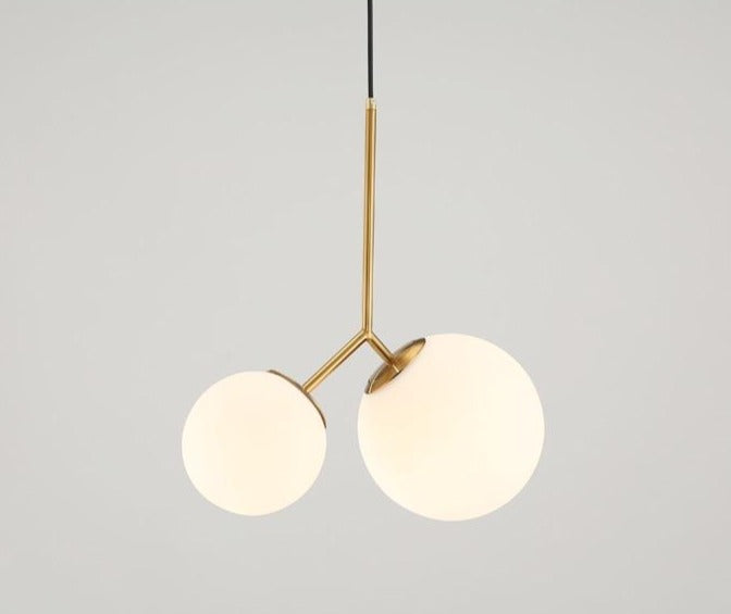 sphere frosted glass lampshade brass metal pendant light