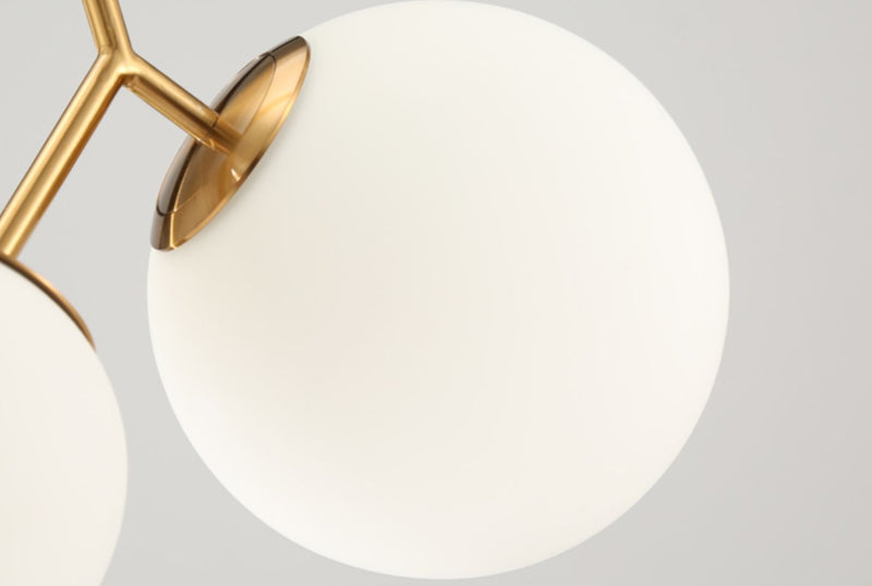 sphere frosted glass lampshade brass metal pendant light