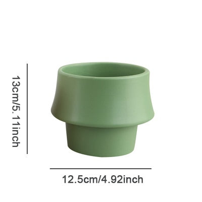 small round ceramic green flower pot