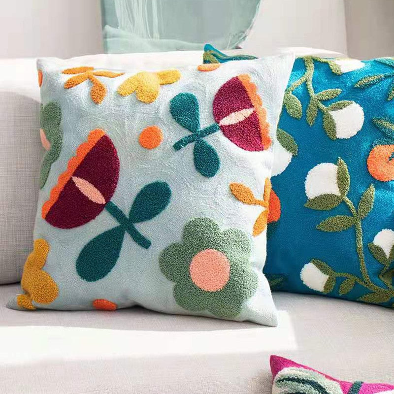 Square Colorful Floral Pillow