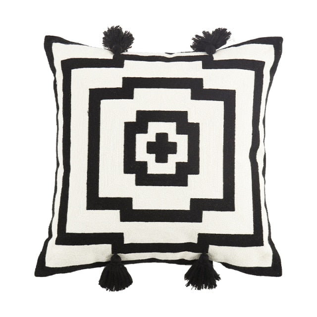 Square black cross Floral Pillow
