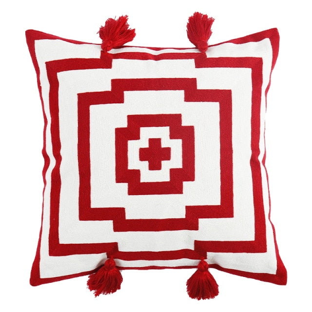 Square red cross Floral Pillow