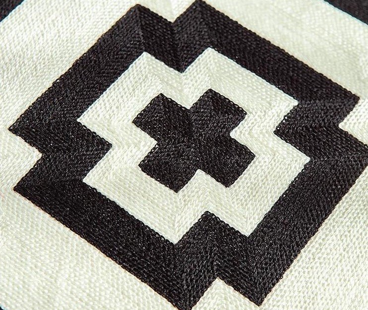 Square black cross Floral Pillow