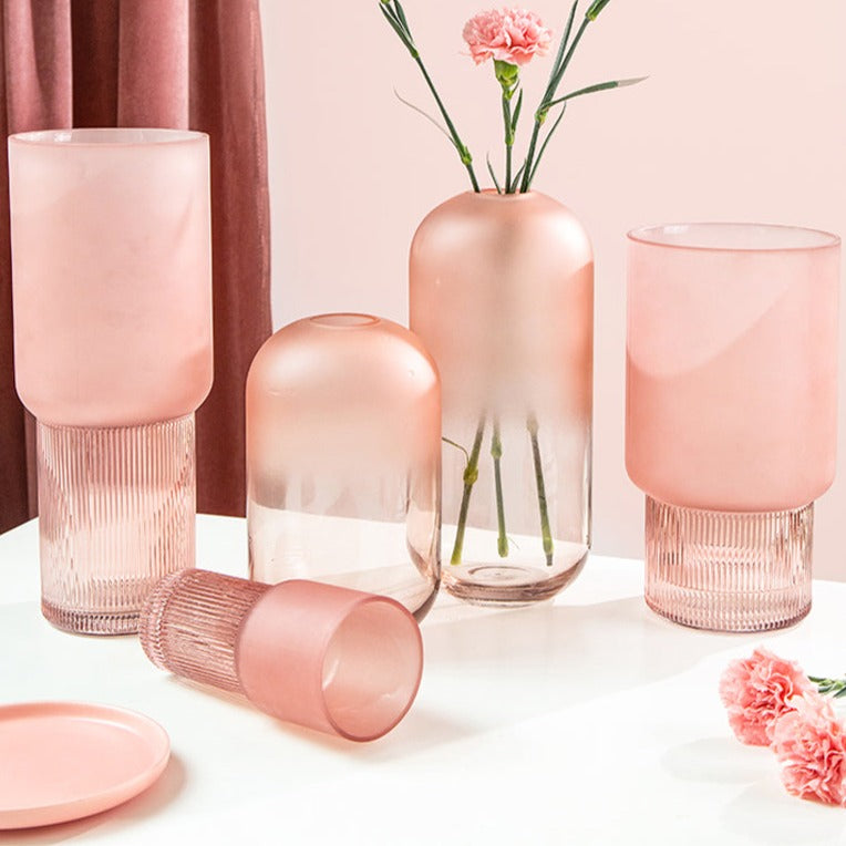 Classic Textured Glass Flower Vase for Modern Boho Home Decor