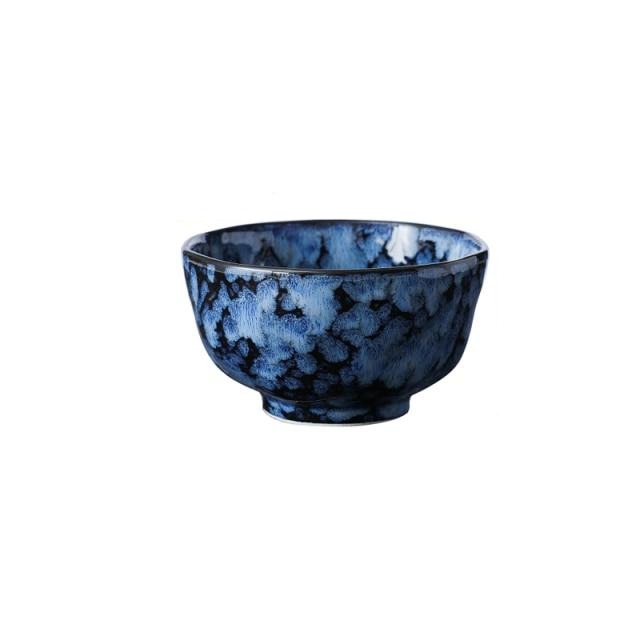 Round Indigo Blue Porcelain Rice Bowl
