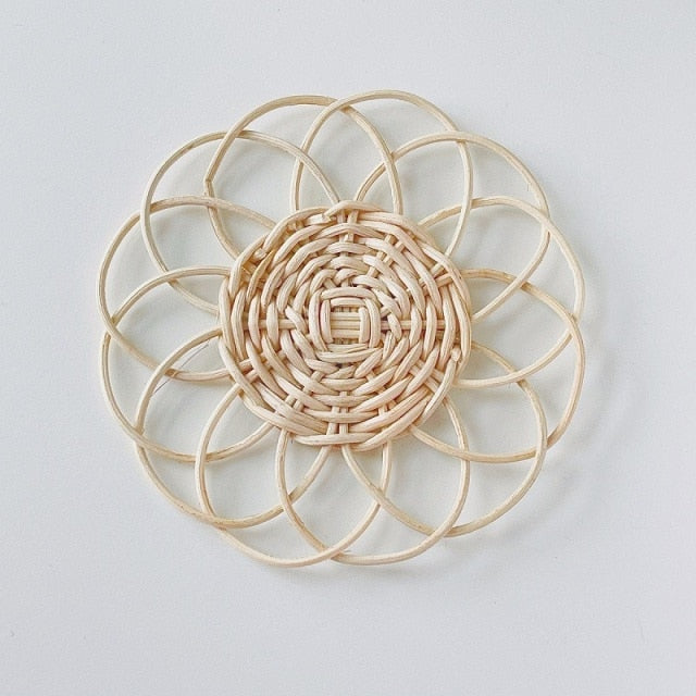 flat petal spiral handwoven beige placemat