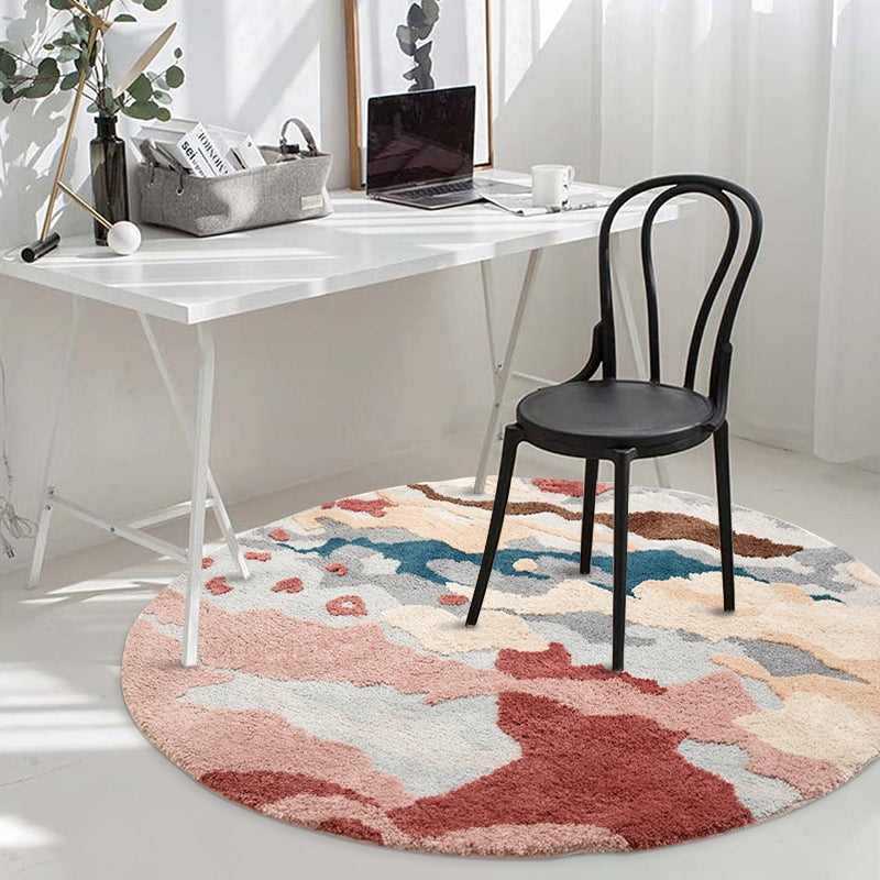 3D Pattern Rug Wool Floor Mat in Pink Color for Living Room Decoration