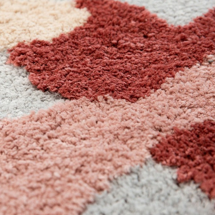3D Pattern Rug Wool Floor Mat in Pink Color for Living Room Decoration