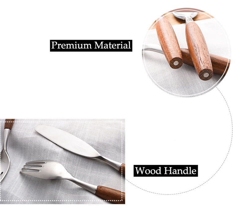 Only Natural Stainless Steel and Wood Flatware Set
