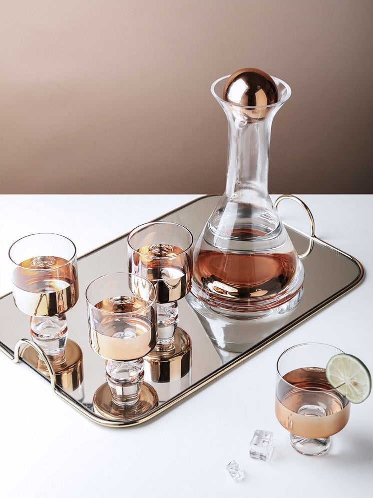 Drinkware European Style Crystal Glass Rose Gold Decanter Wine Set