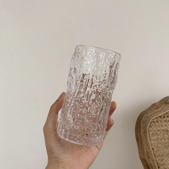 round tall textured clear transparent glass