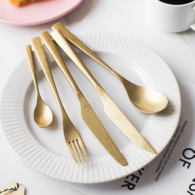 stainless steel gold flatware set