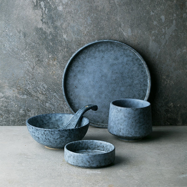 round ceramic ashy gray dinner bowl plate mug