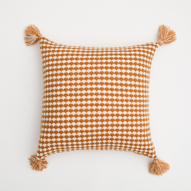 Handmade Embroidered Knit Cushion Cover Orange