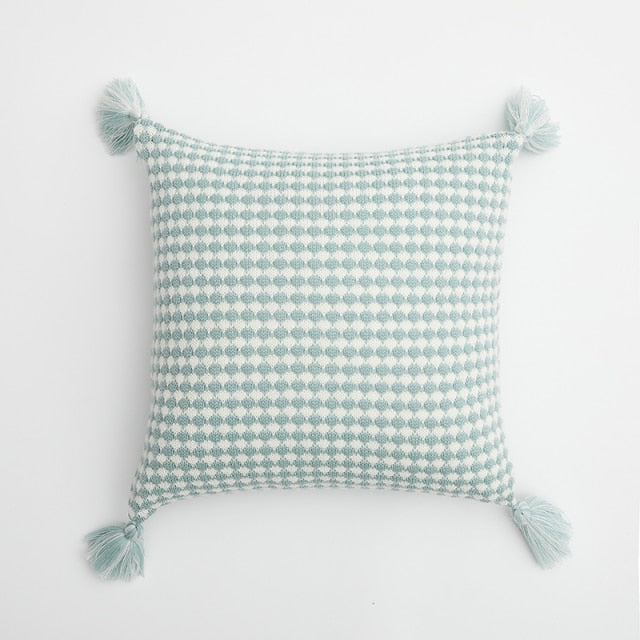 Handmade Embroidered Knit Cushion Cover Mint