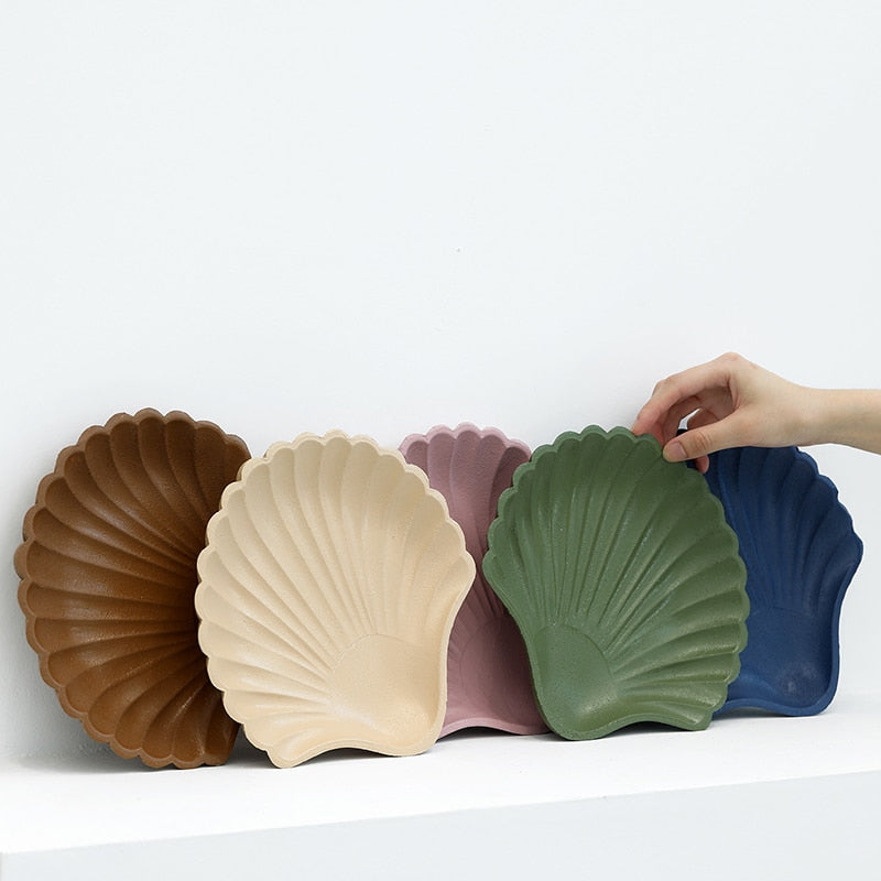 Seashell Shaped Brown Beige Pink Green Blue Jewelry Tray