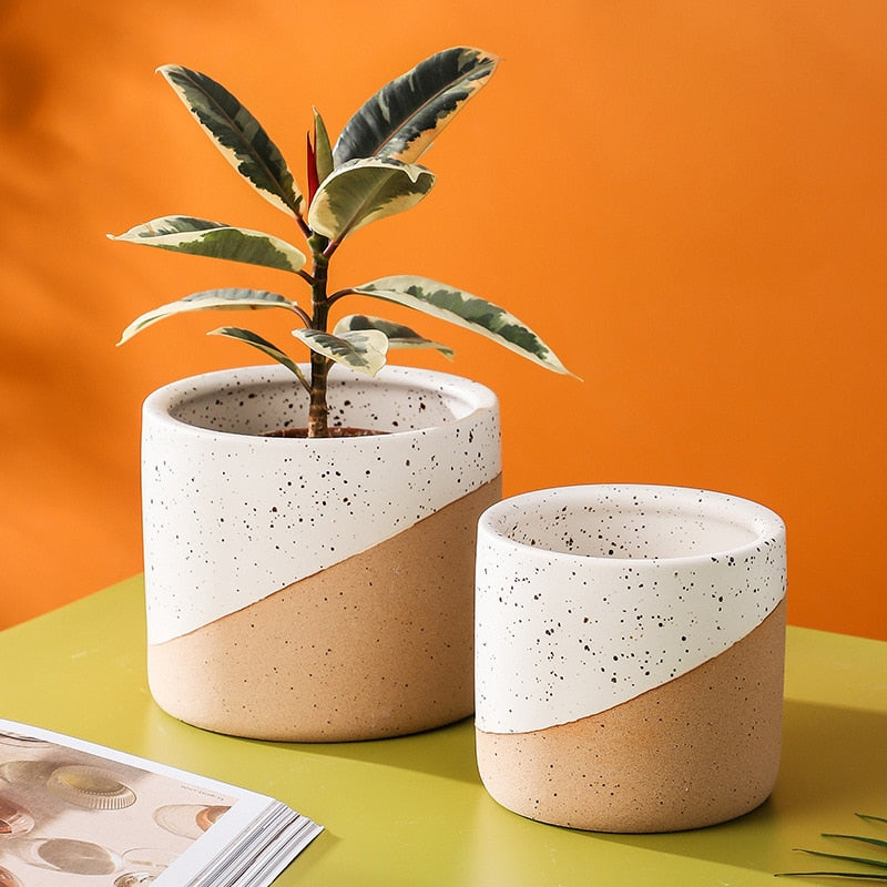 Home Decoration Creative Linen Glaze Ceramic Flowerpot 