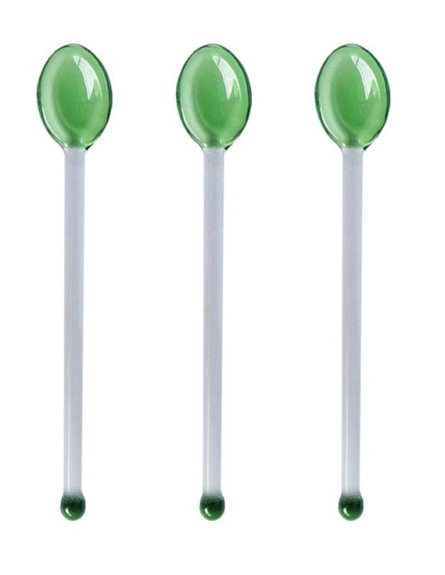 Multifunctional Heat-Resistant Glass Dessert Spoon Colored Candy Cane Spring Sweets Cocktails