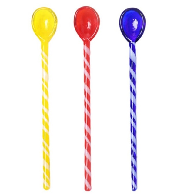 Multifunctional Heat-Resistant Glass Dessert Spoon Colored Candy Cane Spring Sweets Cocktails