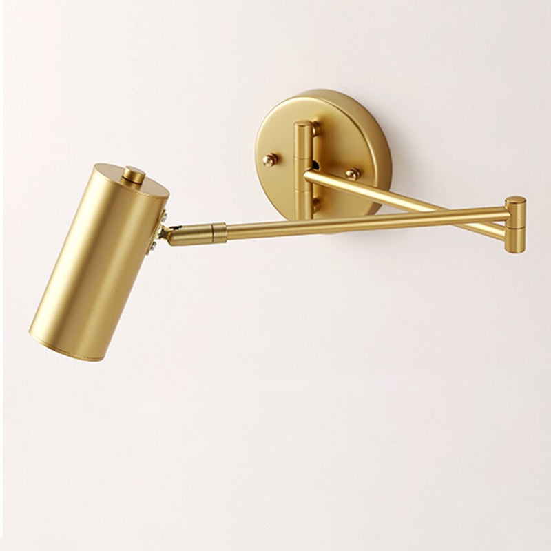 Gold Long Arm Cylinder Wall Mounted Sconce Light Fixture