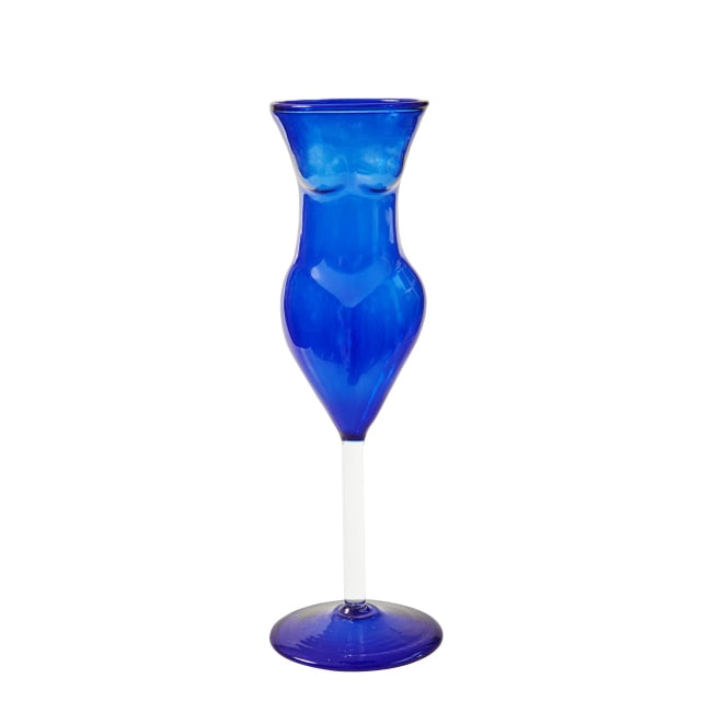 Blue Tall Twisted Cocktail Glass Goblet