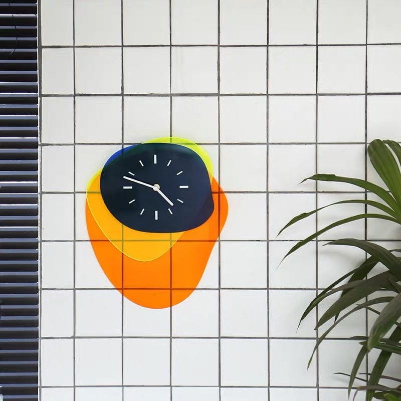 Wall Accents Irregular Clock Design in Creative Acrylic Home Decoration