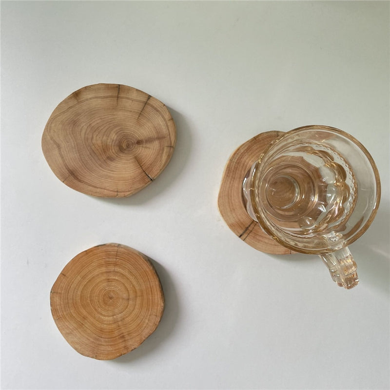 Natural Round Wood Slice Coasters Cup