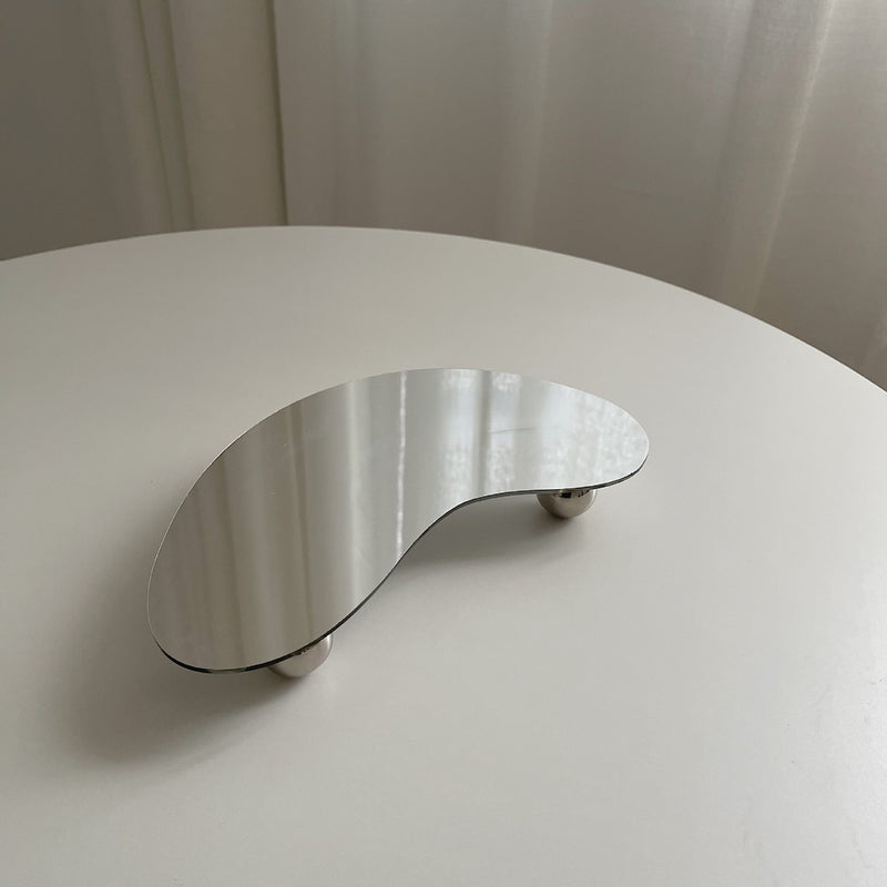 Acrylic Irregular Shaped Tray Mirror and Black Design With Bottom Support Tray
