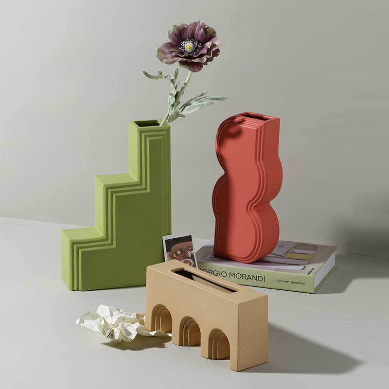 Ceramic Porcelain Minimalist Architectural Shapes Vase