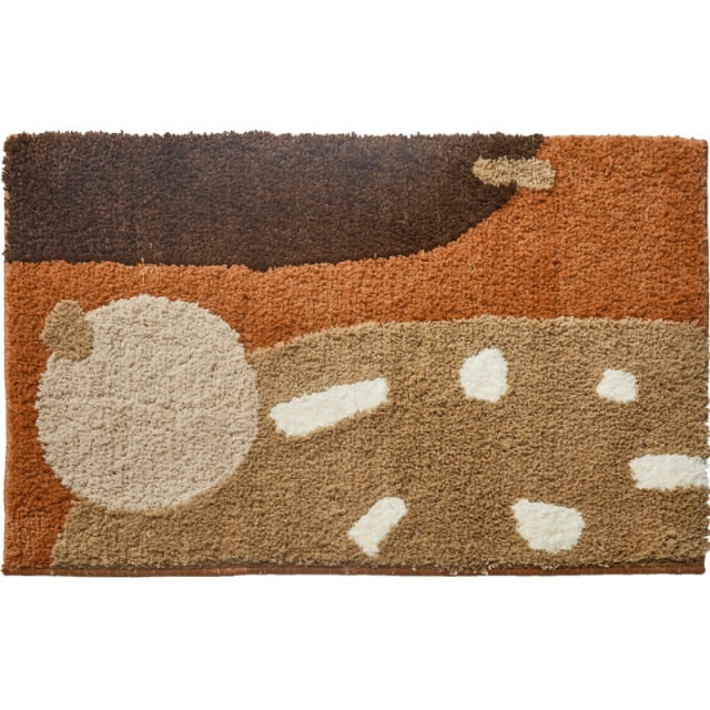 Rectangle Abstract Thick Cappuccino Carpet